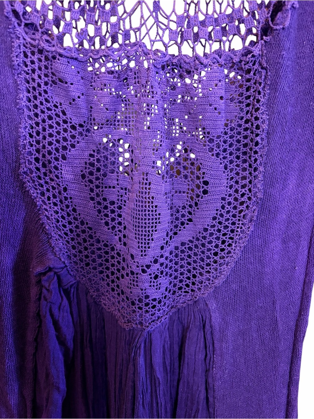 Rare! Sestra Moja Honeywood Vintage Handmade Crochet Bell Sleeve Maxi Dress Tall - Picture 14 of 17
